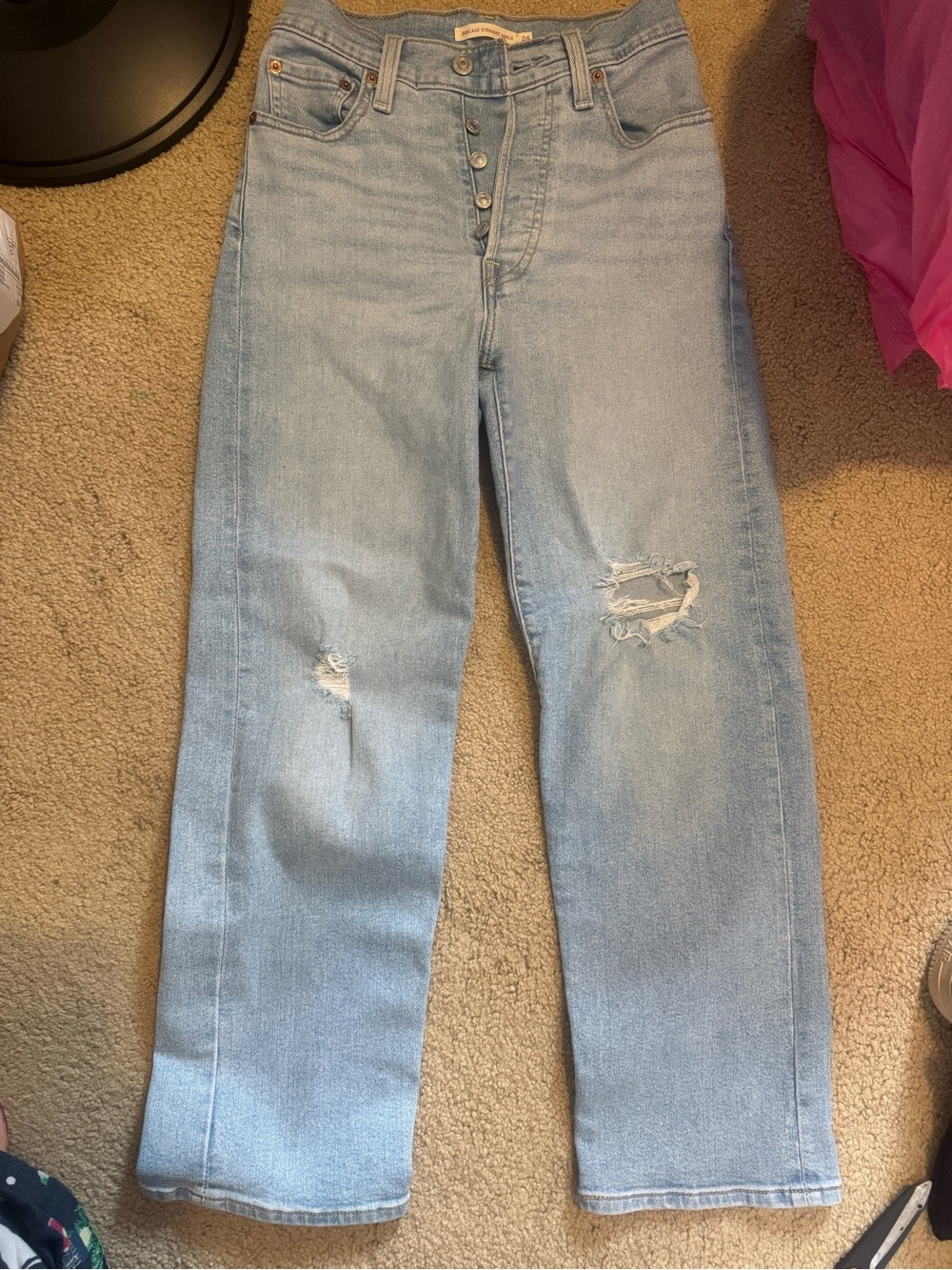 Levi's Light Blue Straight Leg Button-Fly Jeans